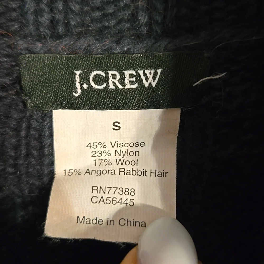 J. Crew Angora Rabbit Hair Cable Knit Turtleneck Viscose Sweater NWOT
